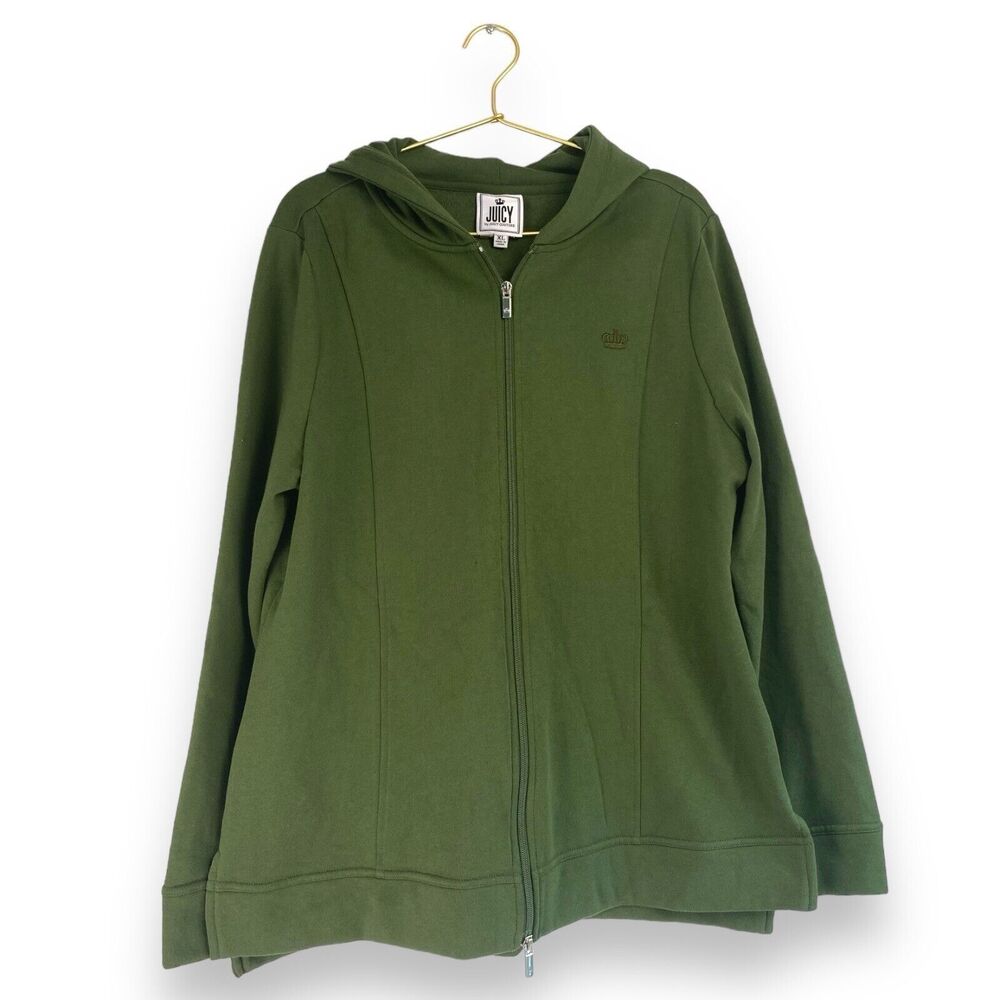 Juicy Couture Womens Size  XL Green Zip Up Hooded‎ Jacket 222